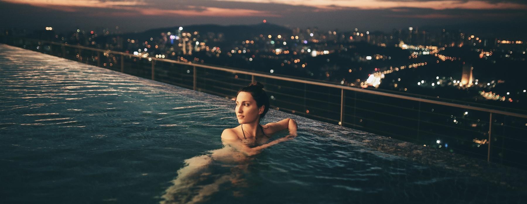 a person in a pool